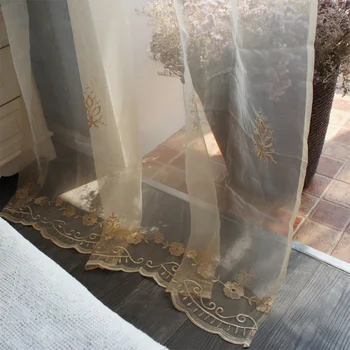 

Free shipping rustic Translucent exquisite embroidery lace bedroom kitchen curtains for living room bedroom drapes W 1.4m H 2.4m