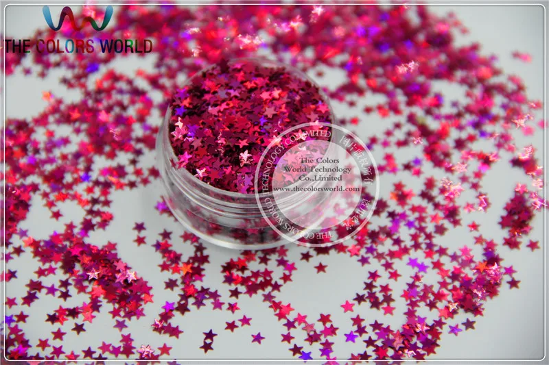 

LM-92 Size 3 mm laser holographic Plum color Glitter paillette Stars shape spangles for Nail Art DIY supplies1pack=50g