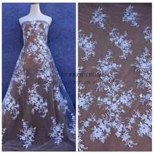 La Belleza 1 ярд Белый/чистый белый шнур блёстки инвори свадебное платье кружевной ткани 51 ''ширина