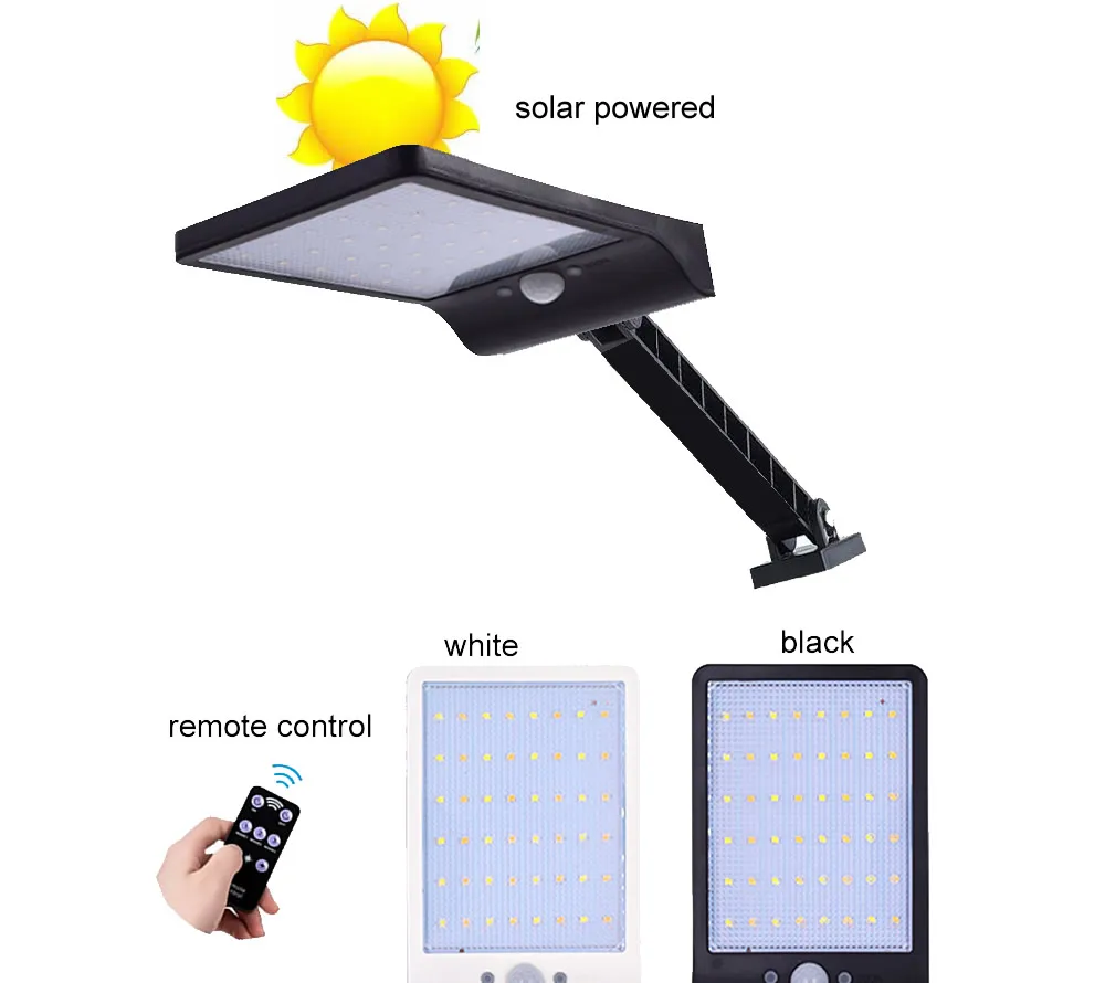 

48 led desk mount remote control rotate bracket solar street light Upgraded Solar Light Ultra-thin Wireless PIR Motion Sensor S