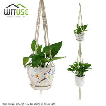 

WITUSE Hanging Macrame Plant Hanger Planter Holder Basket for Garden Flower Pot Indoor Outdoor Decoration, Cotton Rope,3 Types