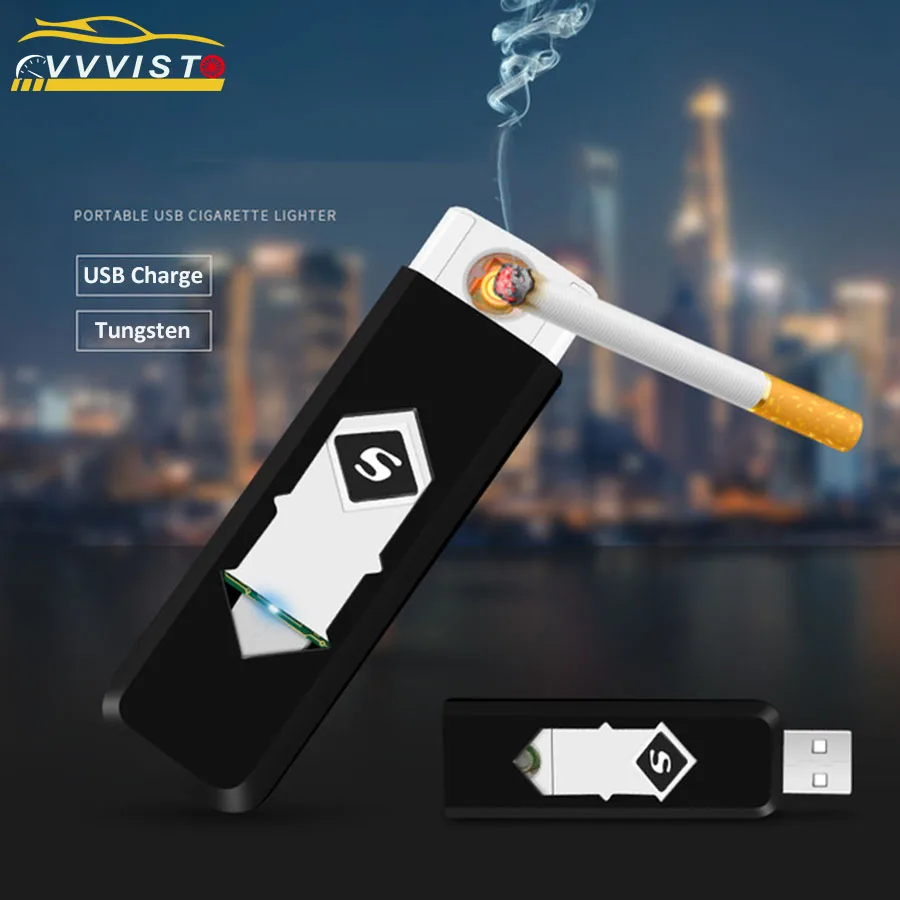 

Car Cigarette Lighter 1 PC Windproof Nice USB Smokeless Flameless USB Windproof Charging Lighter Electronic Cigarette Lighters