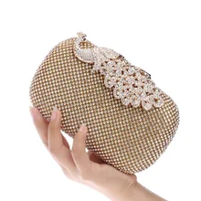 Женские сумки золотой блеск Павлин Свадебный Кристалл Шпилька клатч кошелек вечерняя сумочка для вечерние сумки
