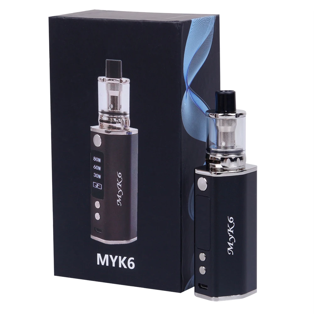 

E Cigarete Kit MYK6 80W BOX Mod Vape Kit 2600mAh Battery 22mm Diameter Atomizer 0.23ohm 2ml Adjustable Wattage Vaporizer Starter