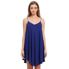 Women's Solid Crisscross Beach Dress Vestidos De Verano Casual Loose V Neck Spaghetti Strap Sleeveless Chiffon Dress Women's Solid Crisscross Beach Dress Vestidos De Verano Casual Loose V Neck Spaghetti Strap Sleeveless Chiffon Dress