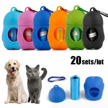 20 компл./лот для отходов животных сумка набор мешок для мусора держатель для переноски ПЭТ форма кость собаки мешок для мусора диспенсер коробка для хранения