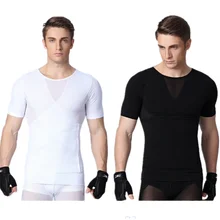 Black/white Mens Body Slimming Shaper T-shirt Mens Body Slimming Shaper Belt belly band body mesh Sweat Shorts Underwear