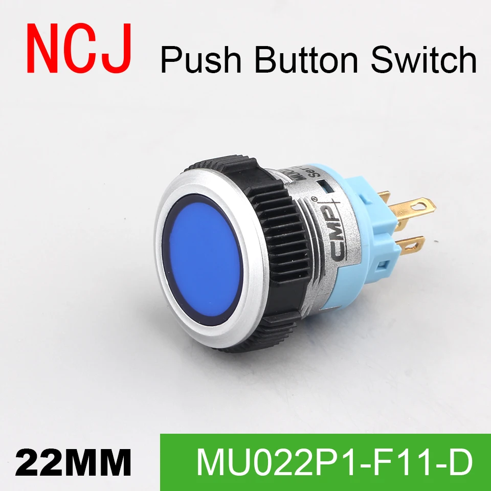 NCJ 22 мм PC кнопочный переключатель IP67 поддерживается альтернативный и кнопка с самовозвратом переключатель со светодиодный лампой 5A