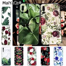 Maiyaca białego marmuru i czerwone kwiaty liście najnowszy moda luksusowe telefon etui na Huawei P20 P20 pro Mate10 P10 Plus Honor9 cass(China)
