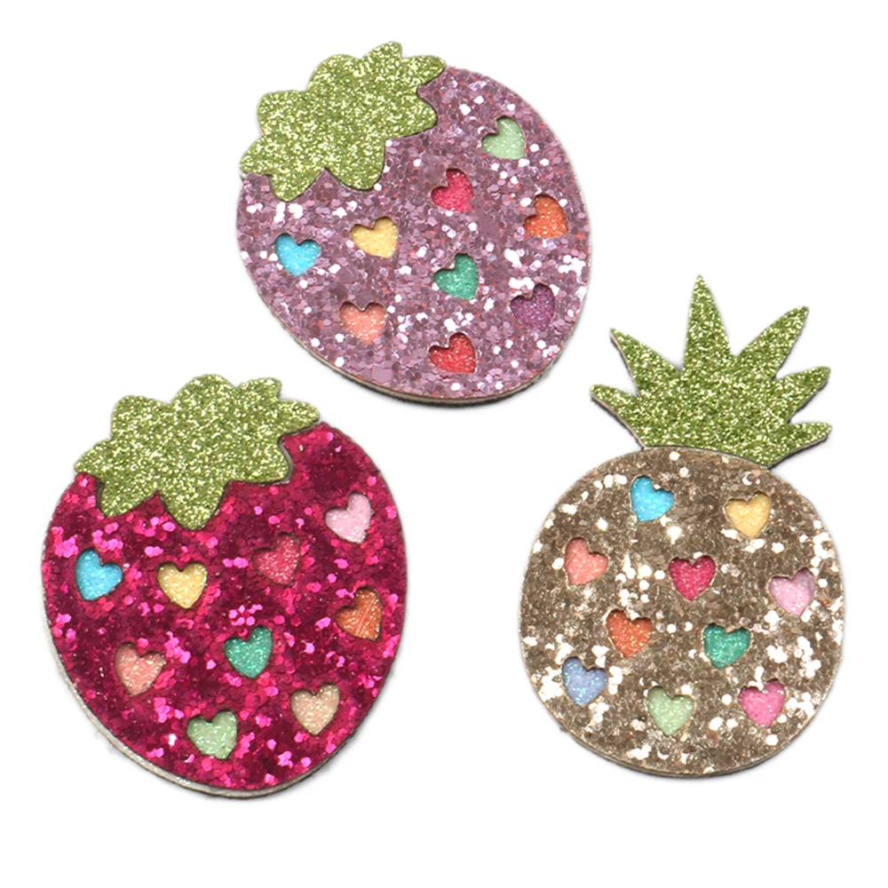 

David accessories chunky Glitter Pineapple Strawberry Non-woven Patch Accessories DIY Headdress Bag Decoration Material,25Yc7315
