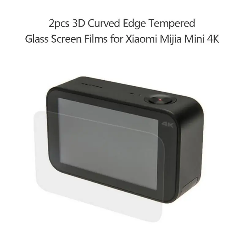 2 шт 3D изогнутые края закаленное стекло Защита для экрана камеры пленки Чехлы Чехол для Xiaomi Mijia Mini 4K экшн-камера защитная