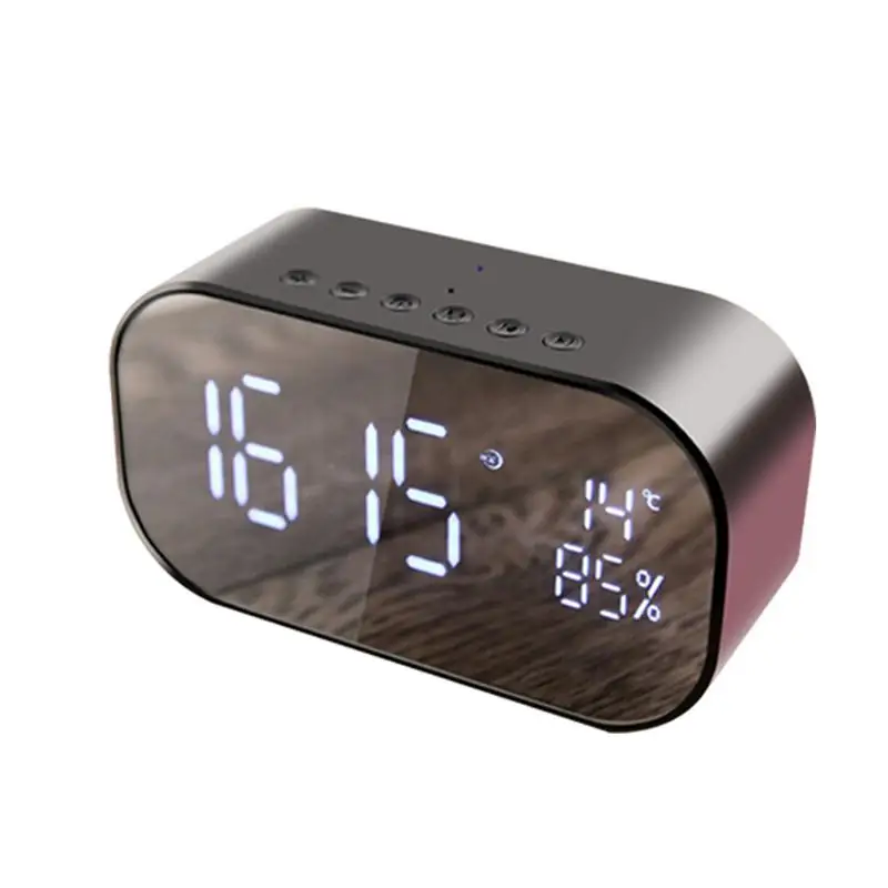 Bluetooth Динамик Беспроводной Смарт-часы с зеркалом TF карты Динамик будильник Портативный Динамик - Цвет: Black