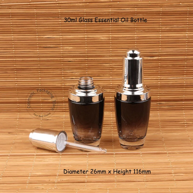 

5pcs/Lot New Arrival 30ml Black Essential Oil Bottle with Dropper Glass Empty Women Cosmetic Container 1OZ Refillable Pot