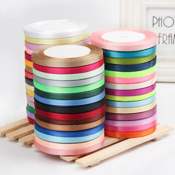 2roll lot 25yards roll 6mm Satin Ribbon Party Wedding Decoration Invitation Card Gift Wrapping Christmas DIY