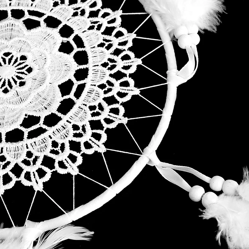 Большой размер ручной работы Ловец снов с перьями настенный висячий орнамент Белый