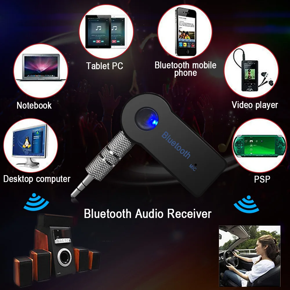 Громкой связи Bluetooth автомобильный комплект 3 5 мм разъем беспроводной USB AUX