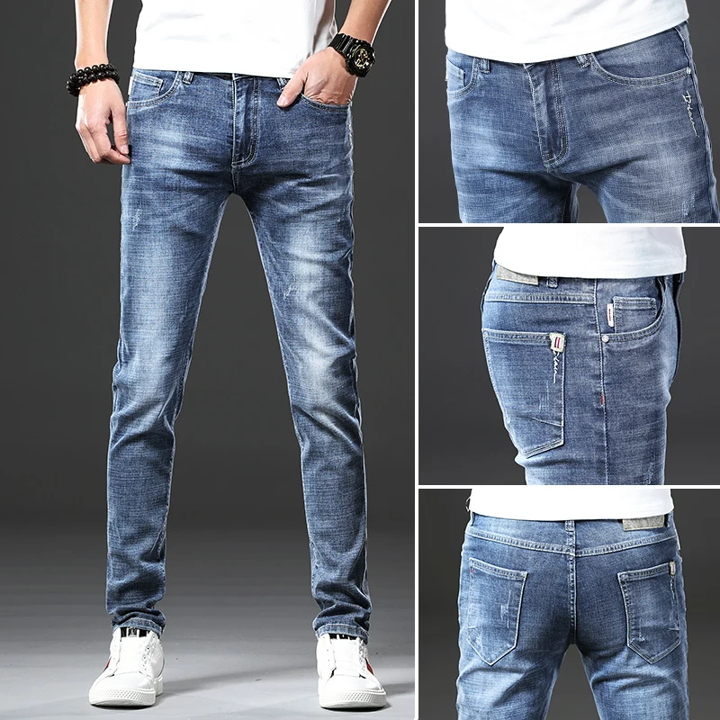 Jantour бренд обтягивающие Мужские джинсы Slim Fit джоггеры из денима стрейч мужской Жан узкие брюки синий для мужчин's джинсы для женщин модные повседневное Hombre