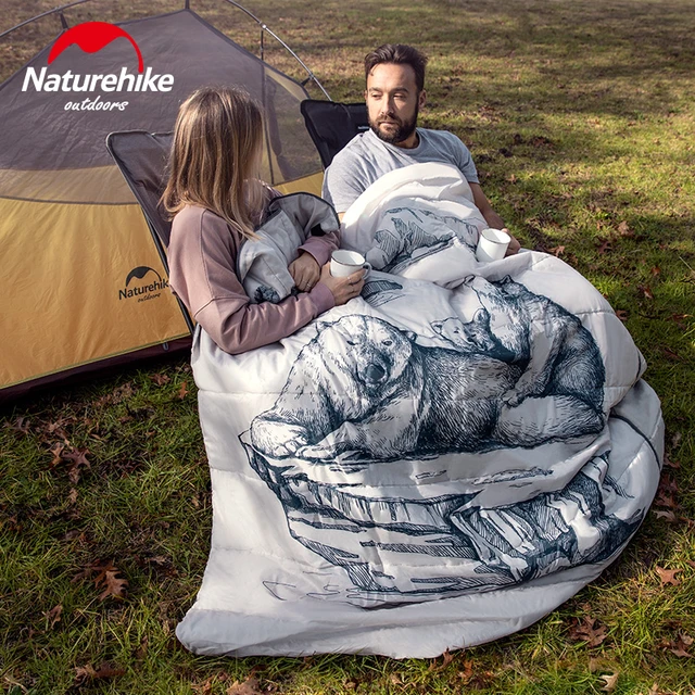 Naturehike-saco de dormir doble desmontable con dibujos animados para  adultos, saco de dormir cálido y transpirable para acampar, con dos  almohadas de regalo - AliExpress