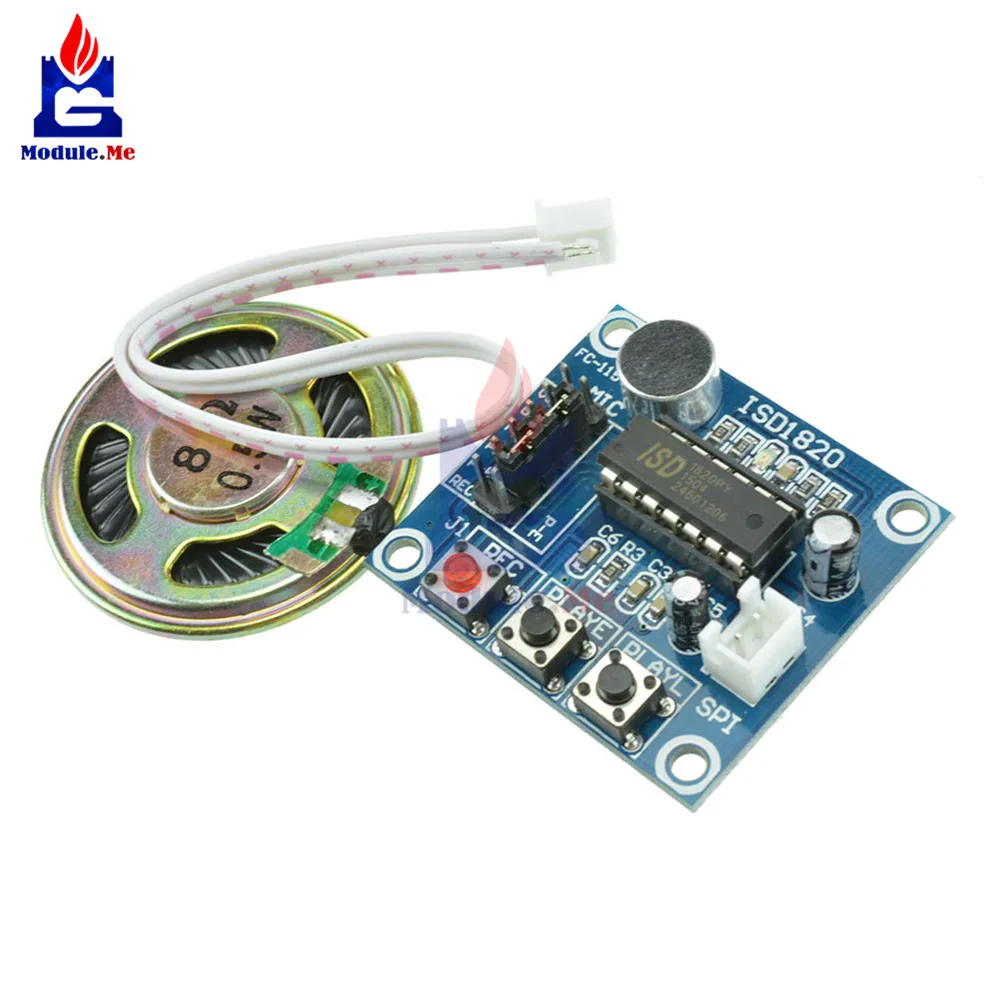 

Loudspeaker + ISD1820 Sound Voice Recording Playback Module Board With Mic Sound Audio Telediphone Module With Microphones