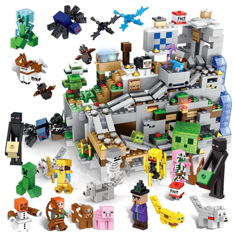 

Minecrafted Manor Cave House My World model Education Building Blocks Bricks set Compatible Legoed city boy toy for children