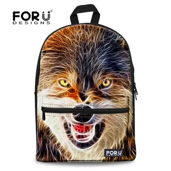 

FORUDESIGNS Large Men's 3D Animal Backpack Black Wolf Face School Backpack Bag Boys Travel Backpacks College Student Bookbag