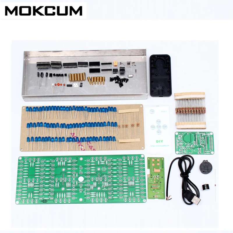 

132pcs 5mm LEDs Display Timer ECL-132 DIY Kit Clock Timer Blue Screen Display Kits Electronic Suite With Patch Remote Control