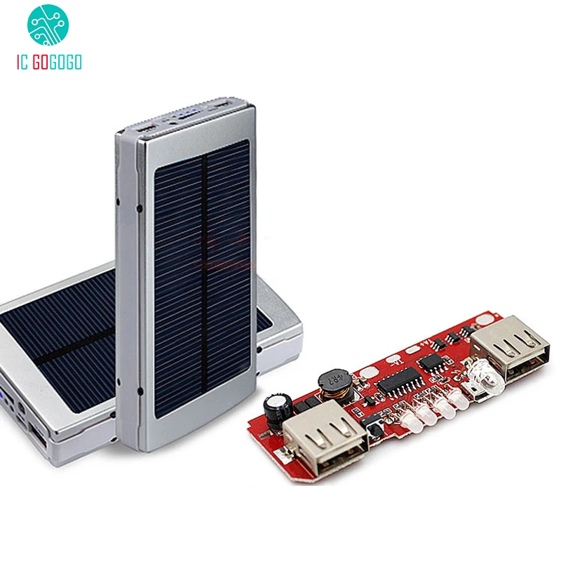 5V 1A 2.1A Solar Power Bank DIY Kit Double USB 5*18650 Lithium Battery