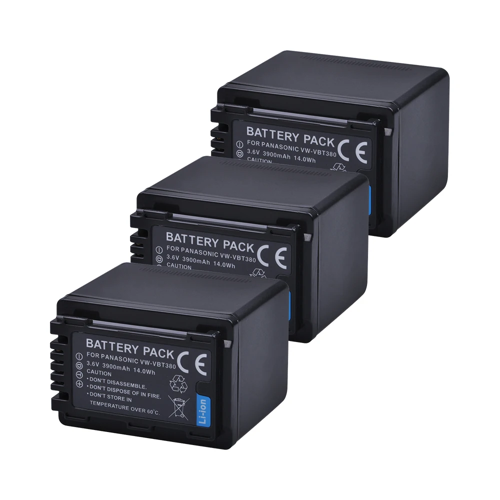 Tectra Vw-Vbt380 Vw Vbt380 3 Pcs 3900 Mah Batterie Per Foto/Videocamera Per Panasonic Hc-V180Gk Hc-V380Gk Hc-V380 Hc-W580Gk Hc-W580Mgk V770Gk
