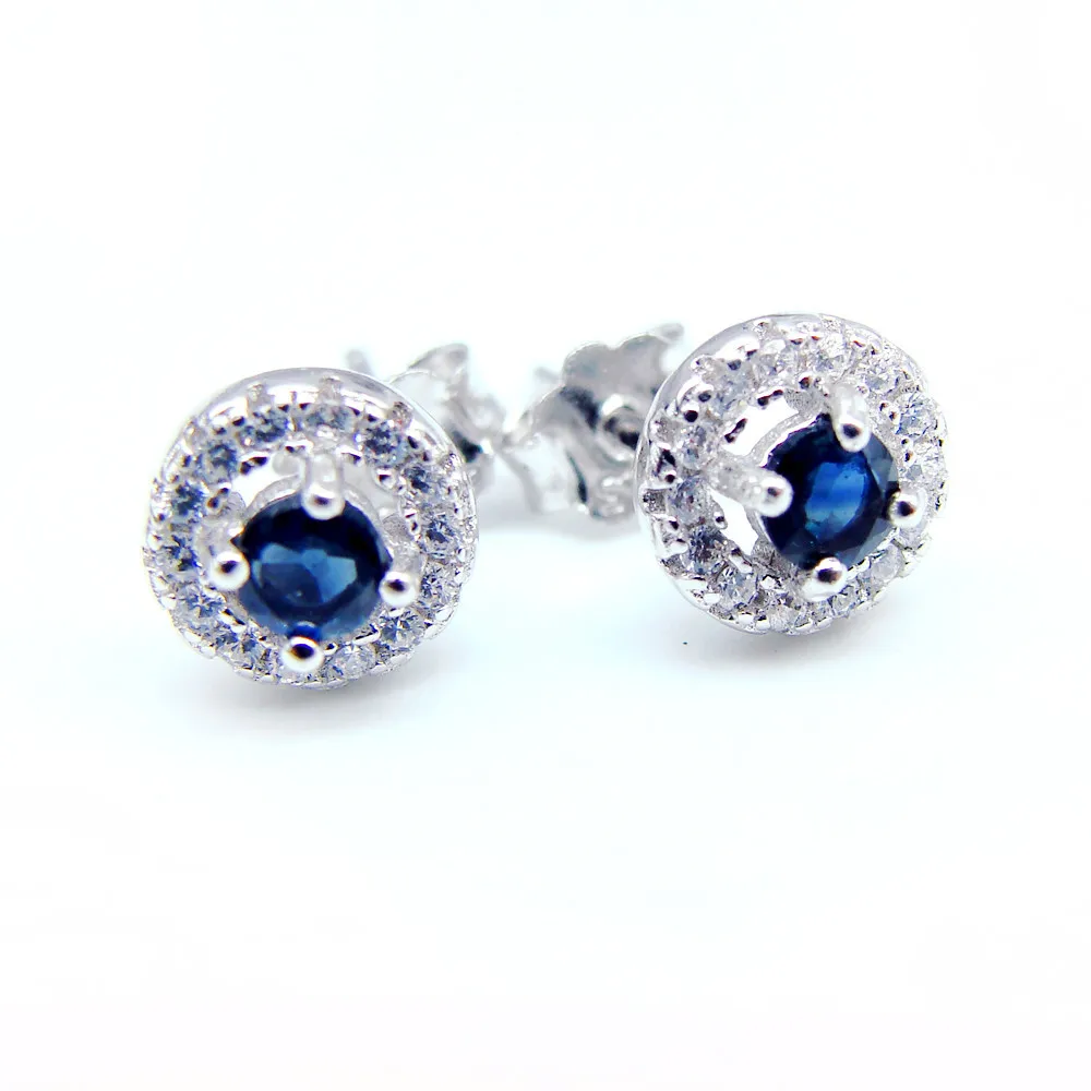 Новинка Природный синий сапфир 925 стерлингового серебра Роскошные Ювелирные наборы Gemstone кольца для женщин серьги и кулон ожерелье