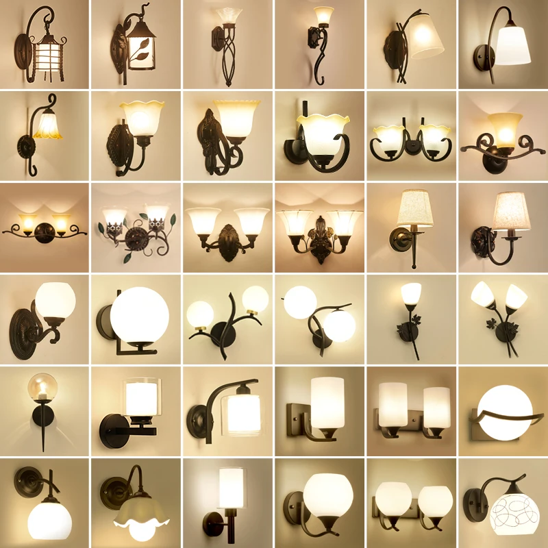 

Nordic bedside lamp wall lamp bedroom modern American minimalist lamp living room TV background wall aisle wall lamp