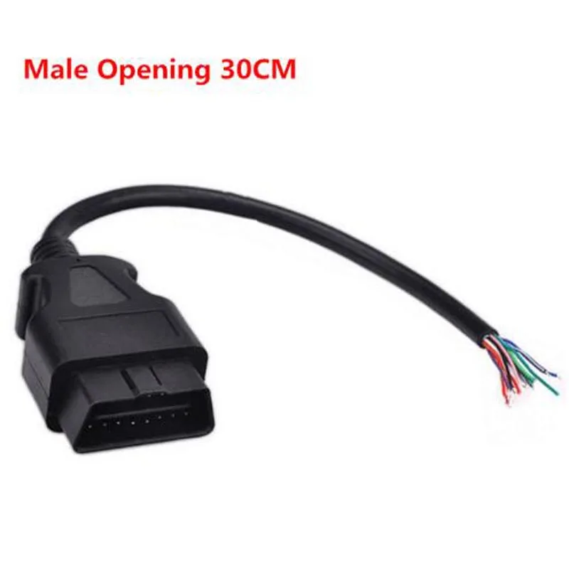 16Pin OBD2 Male Plug Adapter Opening Cable Connector For ELM327 Extension Auto 