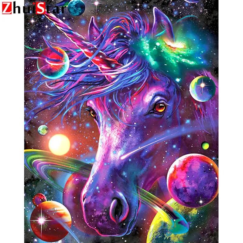 

ZhuiStar Full Square Drill 5D DIY Diamond Painting Color unicorn Embroidery Cross Stitch 3D Home Decor WHH25