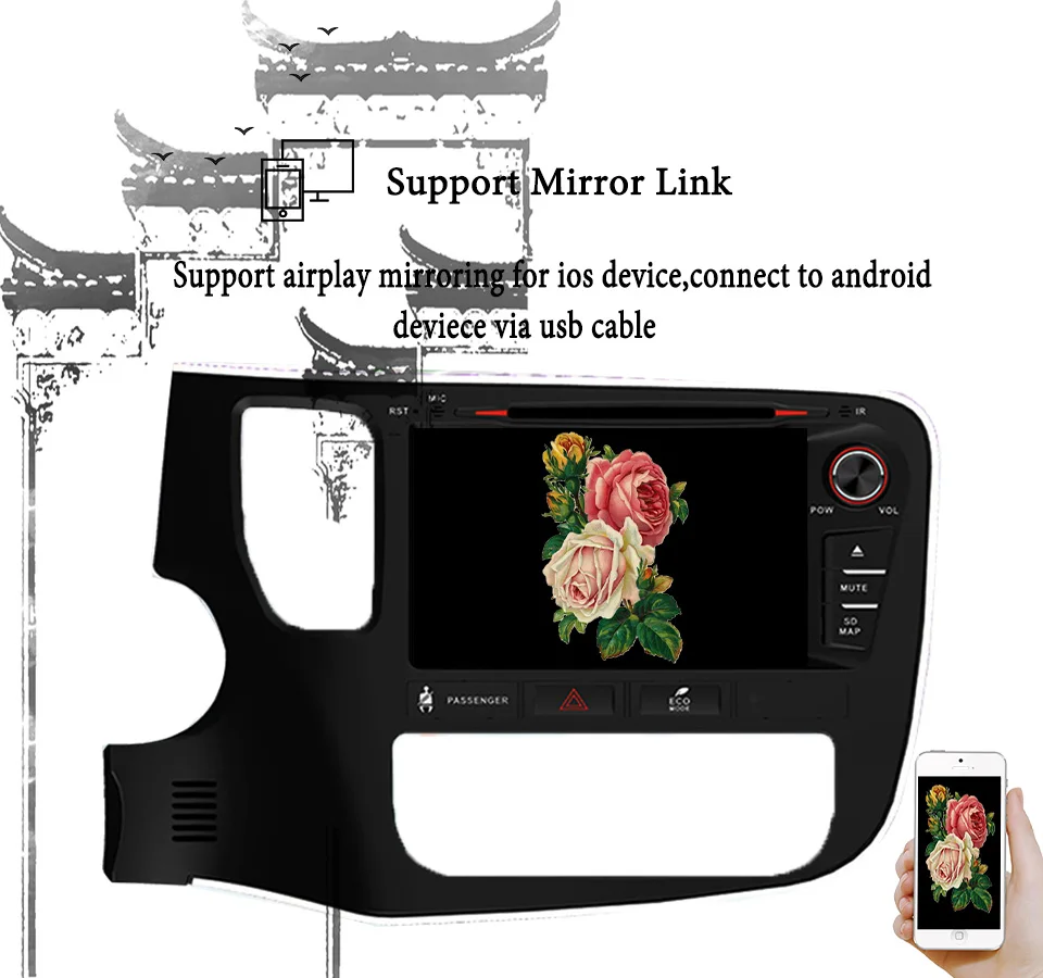 Perfect Android 9.0 2 din Car DVD GPS Player Navi for Mitsubishi Outlander 2014 - 2018 4G+64G Octa Core car Radio Multimedia SWC RDS DVD 1