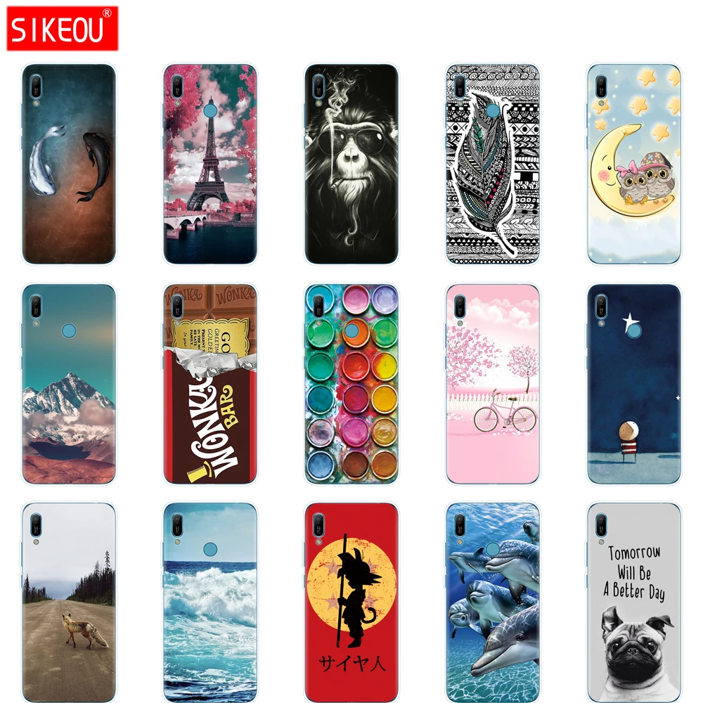 هواوي y6 2019 حالة هواوي Y6 2019 سيليكون غطاء من البولي يوريثان الحراري لينة الهاتف حافظة لهاتف Huawei Y6 2019 MRD-LX1 MRD-LX1F Y 6 برو Y6Prime حالة