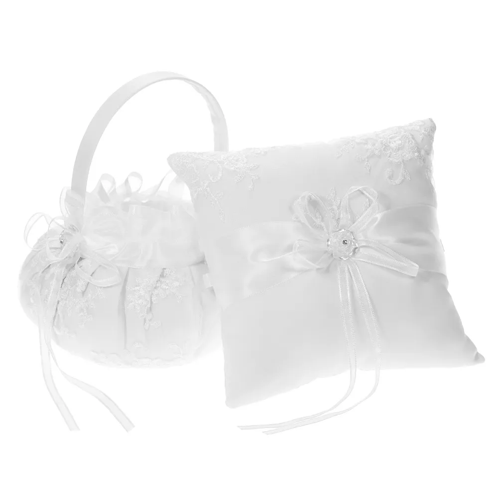 

Wedding Basket for Flower Girls Flower Girl Basket and Ring Pillow Set for Wedding Decoration Event Party Supplies Hot Sale