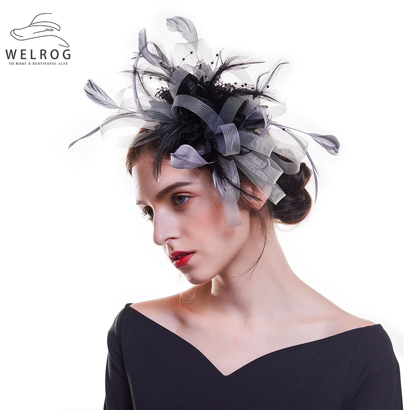 

WELROG New Vintage Fascinator with Feather for Wedding Church Cocktail and Kentucky Derby Fascinators Headband and Clip
