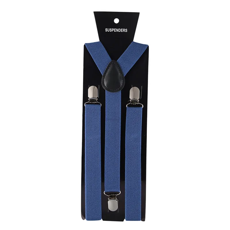 40 цветов эластичные кожаные подтяжки для мужчин 3 зажимы подтяжек винтажные мужские s Женские Подтяжки Брюки Свадебные подтяжки для юбки - Цвет: Royal Blue 2