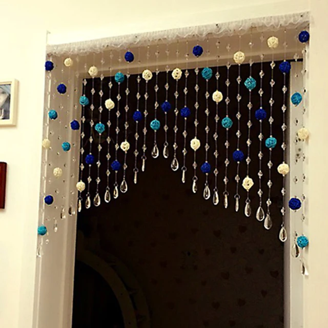 DIY Rattan Ball Crystal Bead Curtain Decorative Door Curtains Beads
