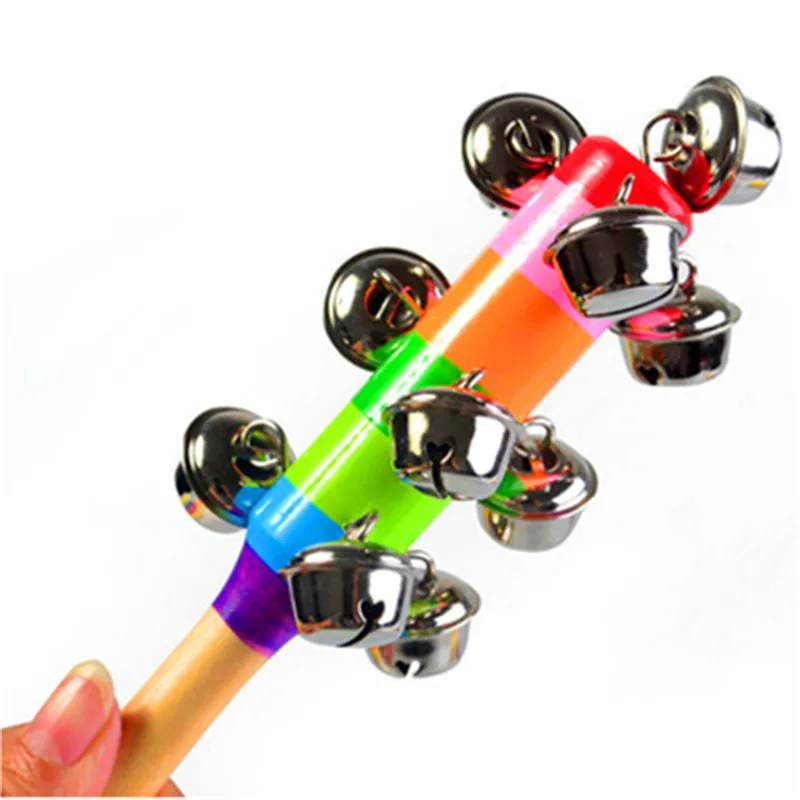 

Hot Sale Colorful Baby Rattles wooden bell instruments Baby Rattles 10 percussion string of bells