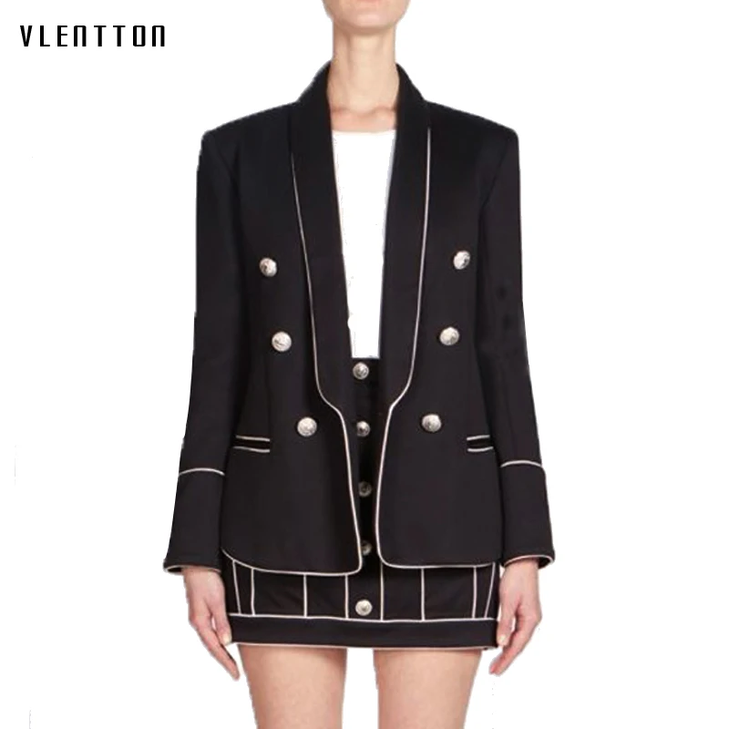 

High Quality Chic Design Elegant Women's Blazer Coat Solid Double Breasted Long Sleeve Office Lady Blazers Jackets Plus Size
