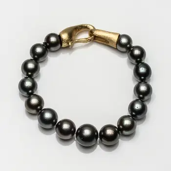 

Lustrous 11-13.8mm Natural Color Tahitian Pearl Bracelet 925 Sterling Silver New