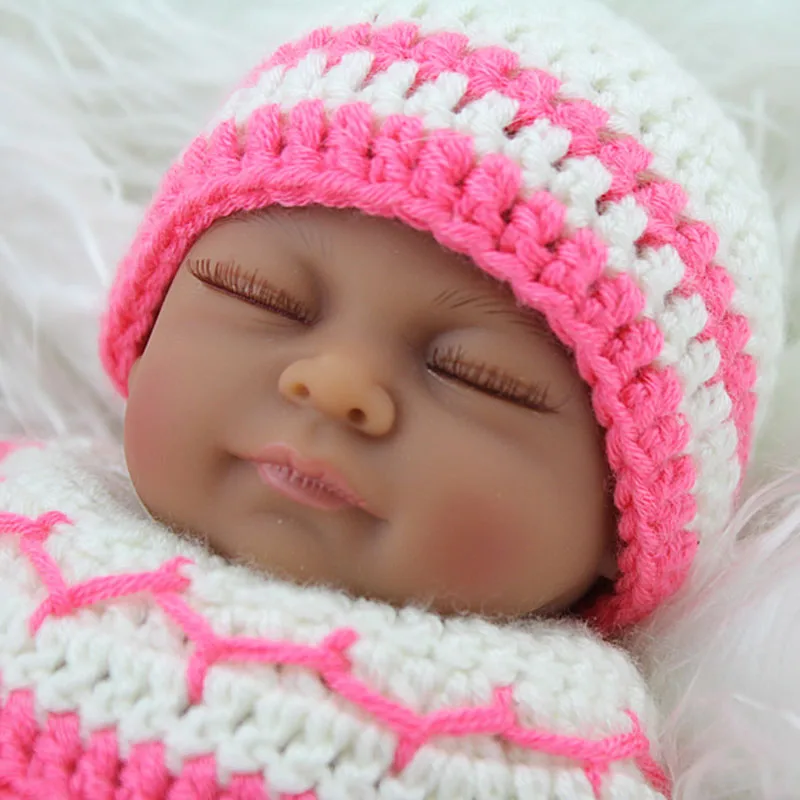 Mignon 28 Cm Plein Corps En Silicone Reborn Baby Dolls Silicone Bebe Afro Americain Poupee Noir Fille Ethnique Vivant Poupees D Anniversaire Cadeaux Aliexpress