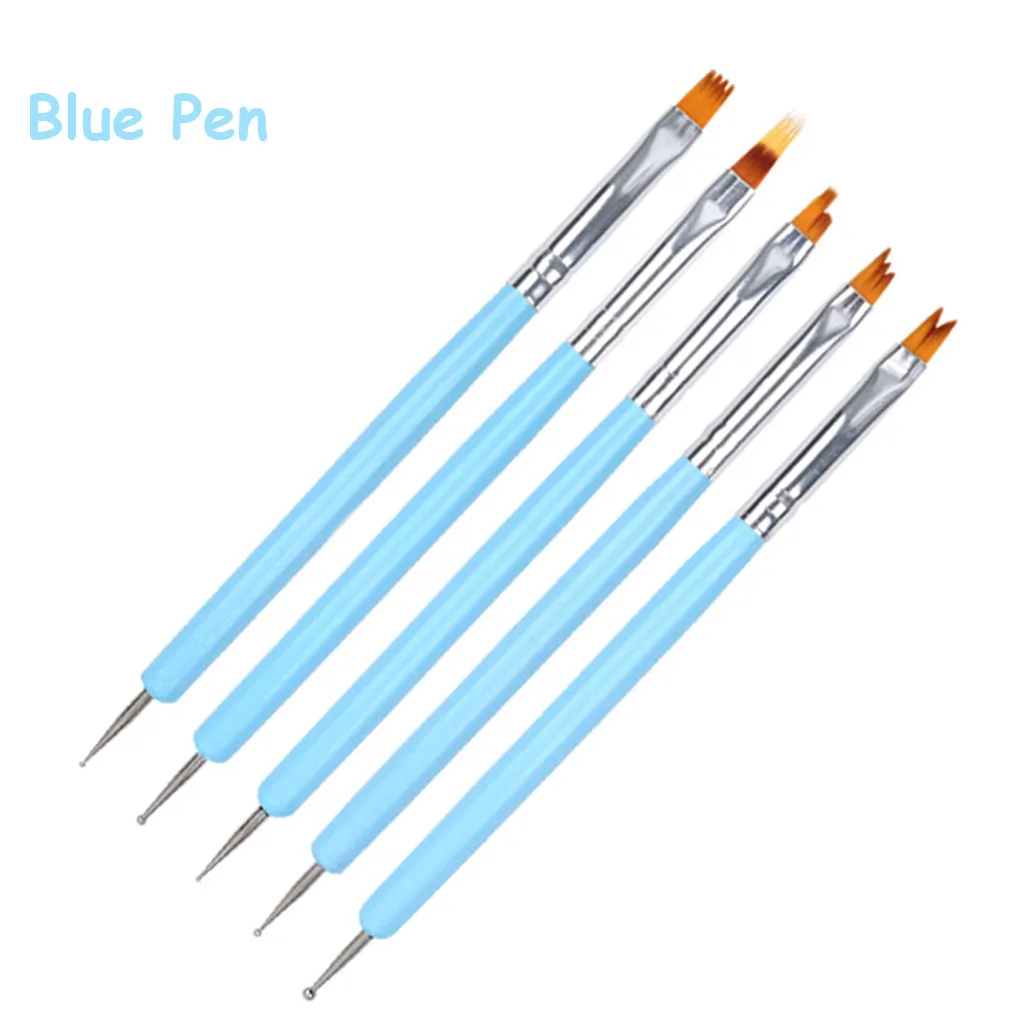 

5PC Nail Art UV Tools Rhinestones Gems Gel Polish Design Dot Painting Detailing Pen Brushes Tool Manicure Decoration 2019fashion
