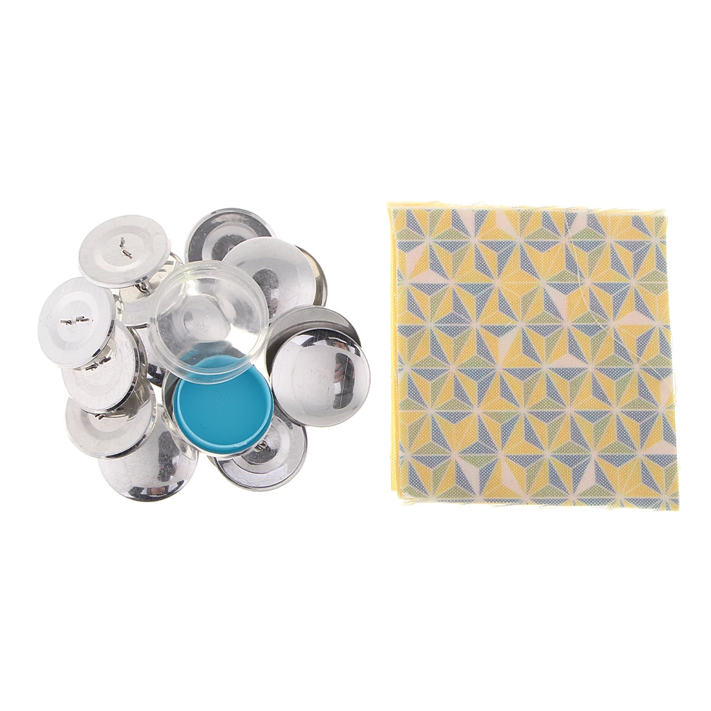 10x DIY Metal Cover Buttons with Loop and Cloth Blank Back Cover Buttons and Assembly Tool Kit for DIY Fabric Cloth Cover Button