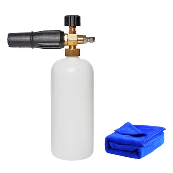 

Snow Foam Gun 1/4" Quick Release Adjustable Foam Generator High Pressure Washer Gun & 1 Pc Microfiber Glove For Car Wash