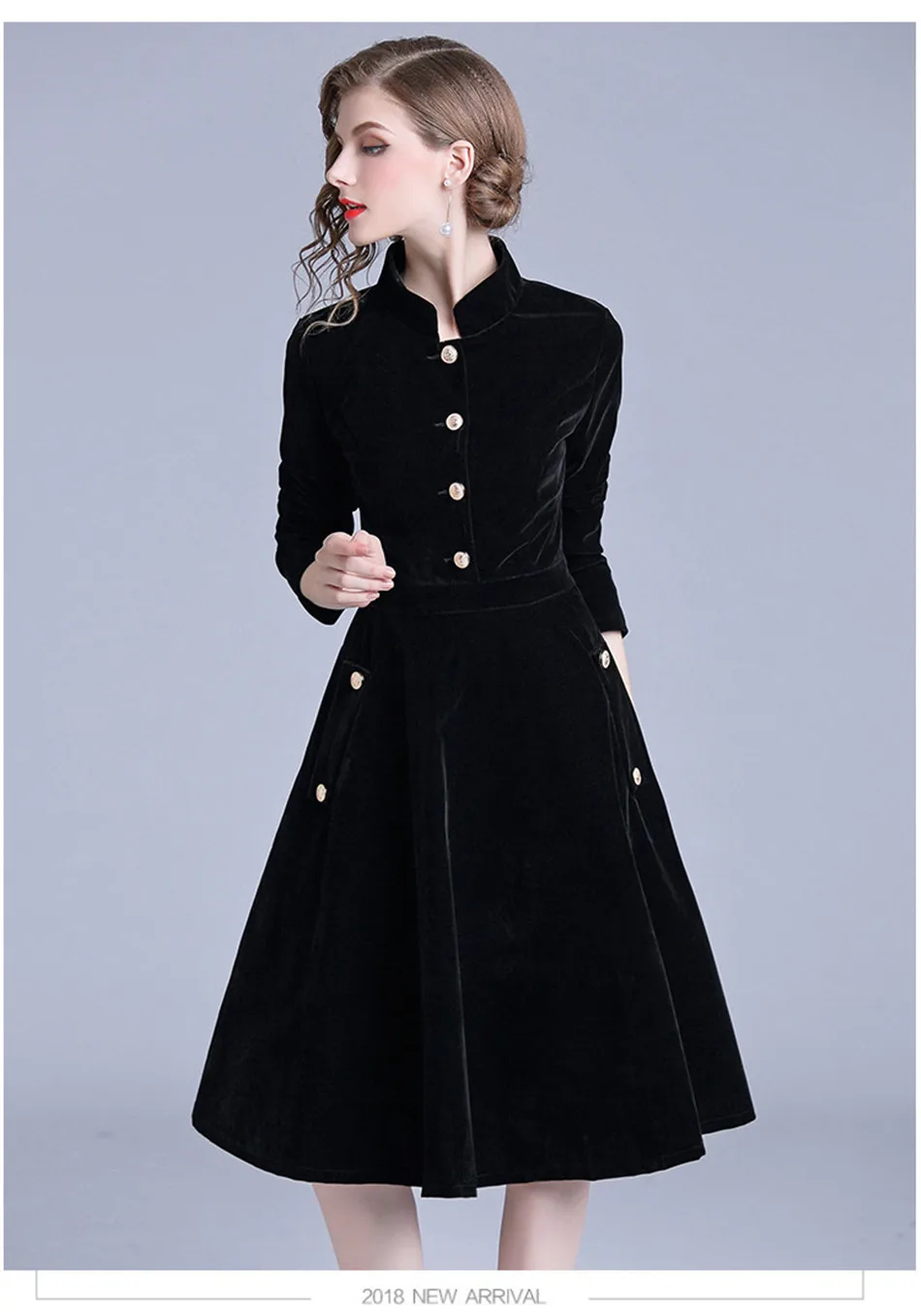 Женское черное платье трапециевидной формы сексуальное бархатное женское платье Дамское осеннее женское осеннее черное винтажное Элегантное зимнее пальто 2XL