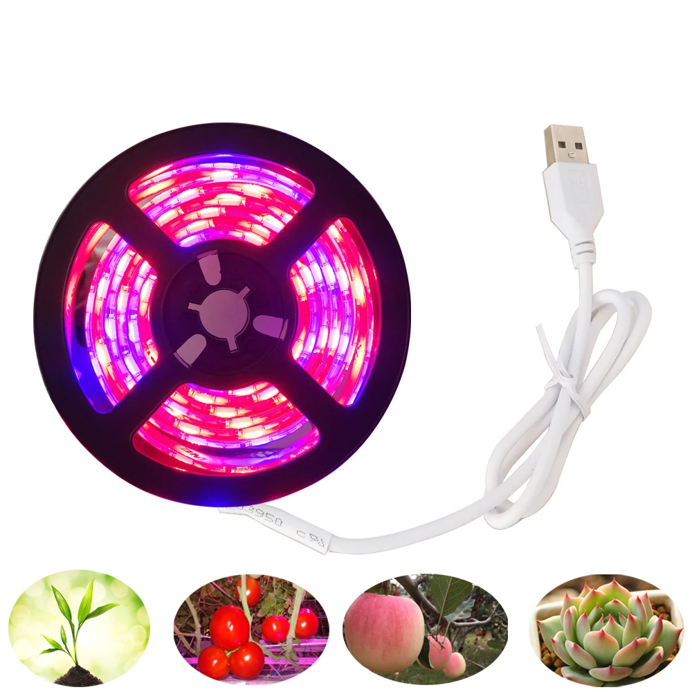 

LED Grow Light Full Spectrum USB LED Strip Light waterproof 5050 60led Chip LED Phyto Lamps For Greenhouse Hydroponic Plant Grow