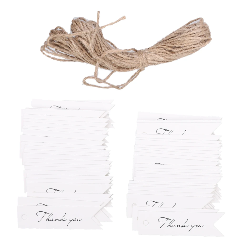 100pcs Blank/thank you Kraft Paper Hang Tags Wedding Party Label Gift Cards