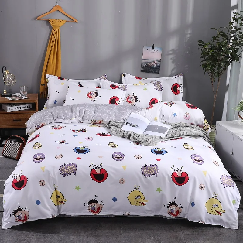 

Cartoon Colored Little Person Polyester Cotton Pattern Bedding Sets 4Pcs Bed Linings Duvet Cover Bed Sheet Pillowcases Cover Set