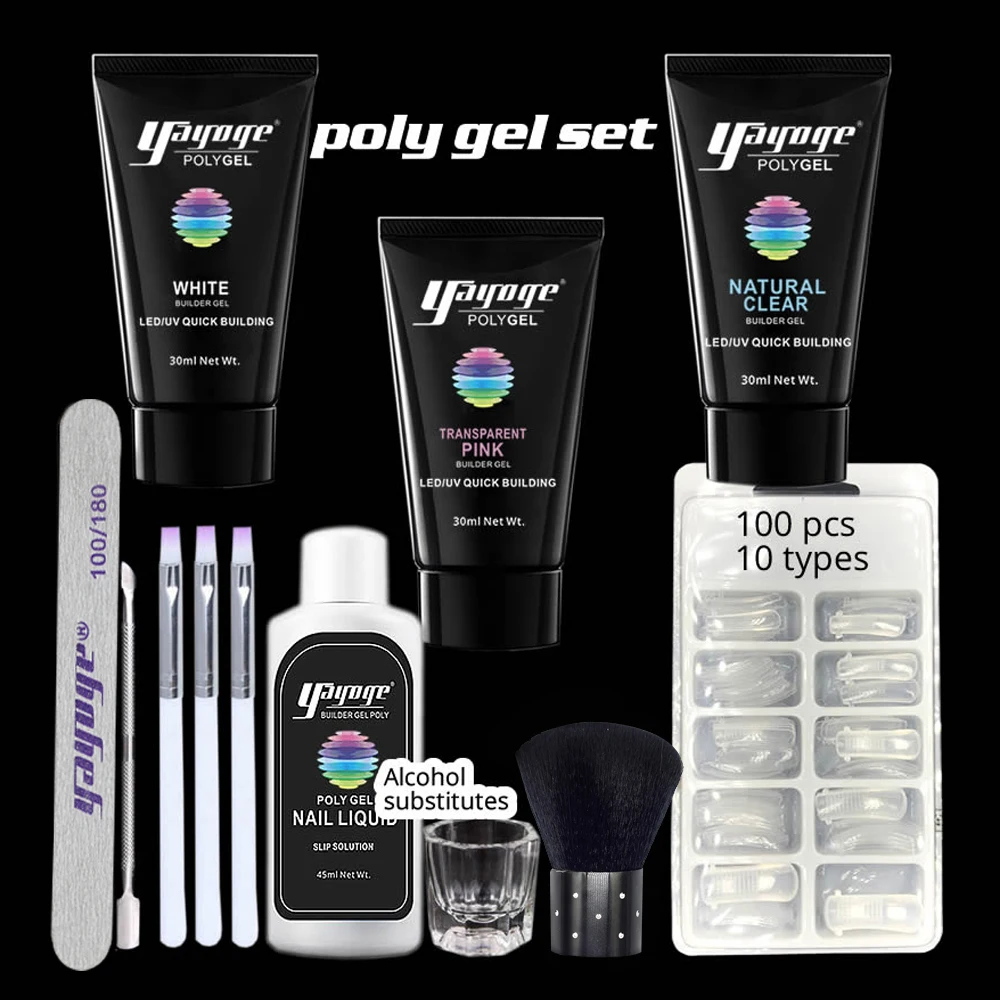 

yayoge poly gel varnish Nail polish Set Polygel Quick Builder Extension enhancement Camouflage LED UV lacquer brush Nail tips